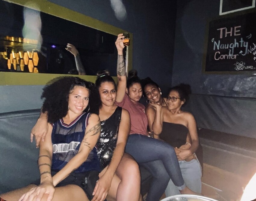 Friends enjoying an evening at The Hive in Nadi